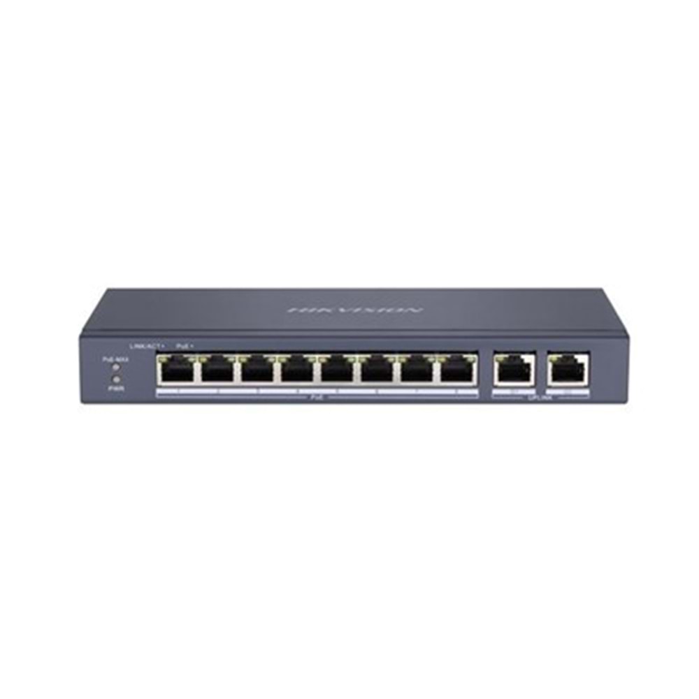 HUB 10 PORT HIKVISION HAIKON DS-3E0310P-E/M (8 POE) (80w) 10/100 +2xGIGABİT YÖNETİLEMEZ