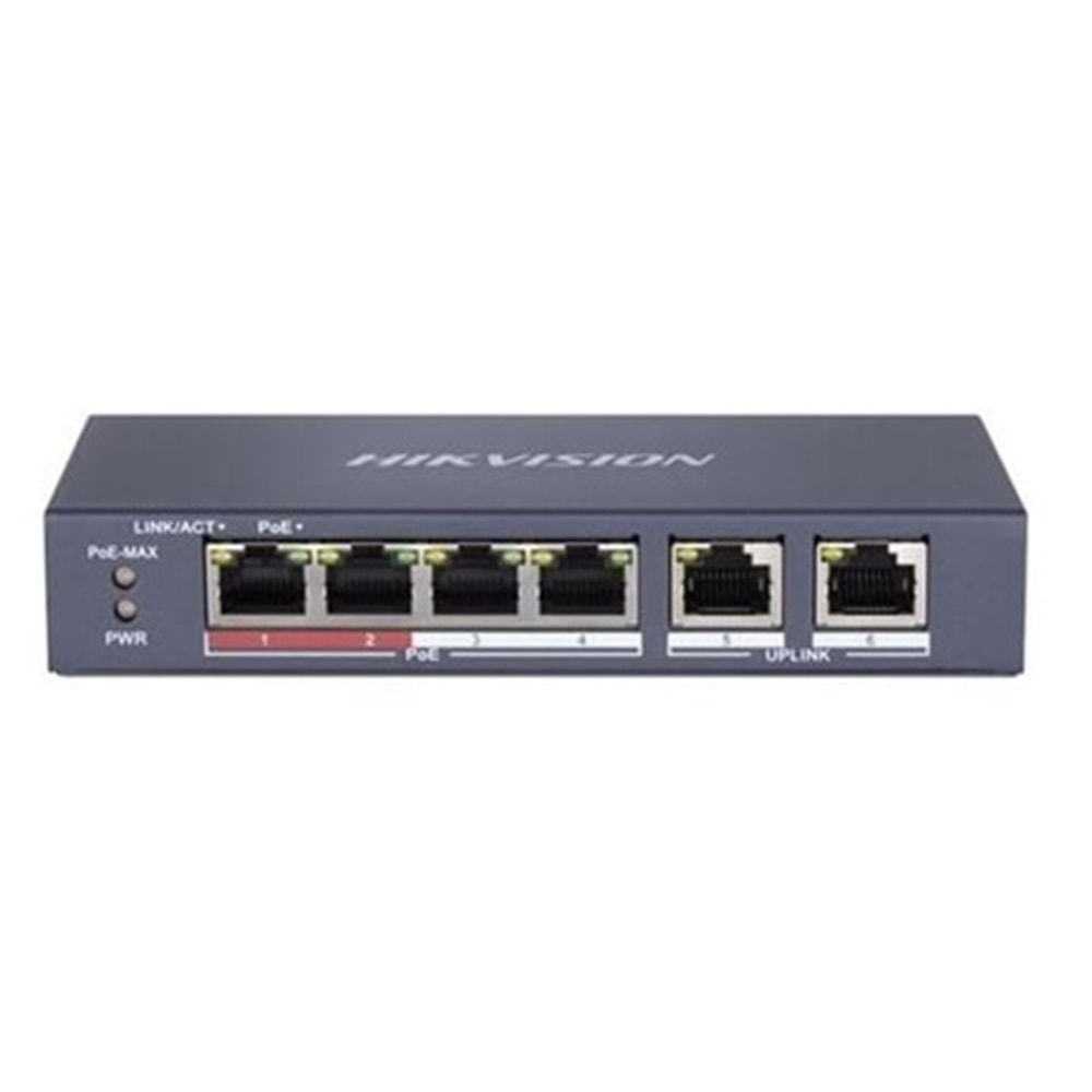 HUB 6 PORT HIKVISION HAIKON DS-3E0106P-E/M (4 POE) (35w) 10/100 2xUPLINK YÖNETİLEMEZ