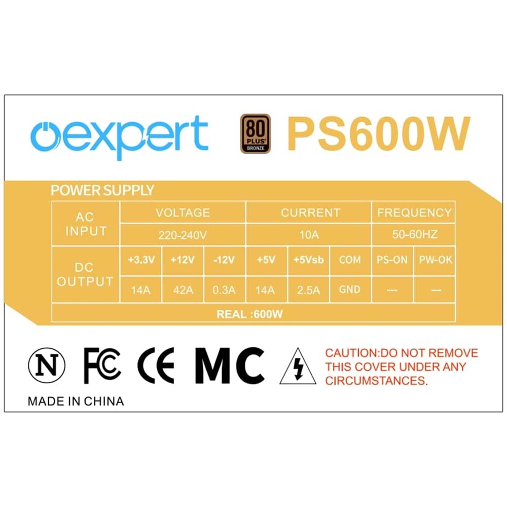 OEXPERT BEYAZ 600 WATT 80+ BRONZE PSU POWER SUPPY GÜÇ KAYNAĞI P(20+4)=500mm P8(4+4)p=600mm IDE+SATA+SATA= 400mm+150mm+150mm IDE+SATA+SATA 400mm+150mm+150mm P(6+2)+P(6+2) =500mm+150mm