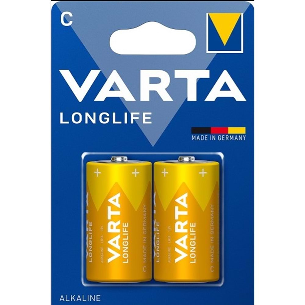 Varta Longlife 1.5V 2li C Alkalin Orta Boy Pil 4114-2