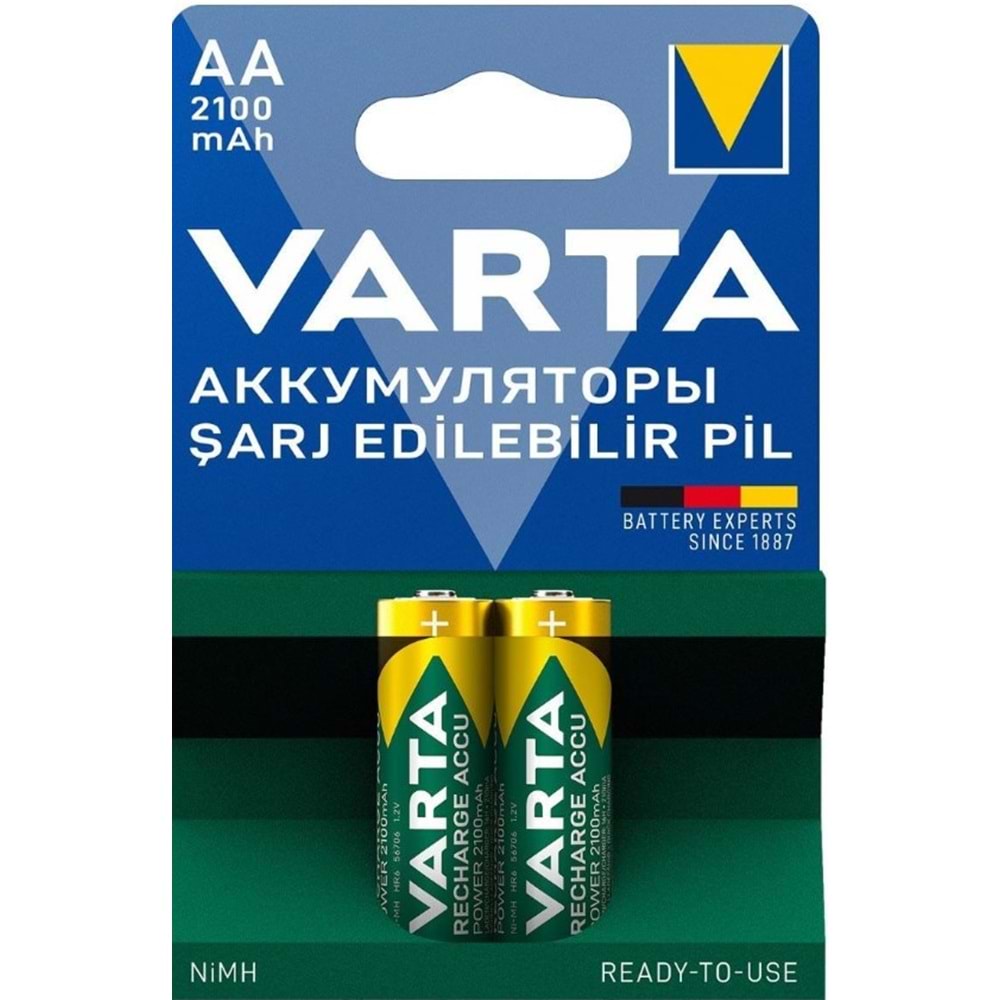 Varta 56706 Power 2100mAh AA Şarj Edilebilir Kalem Pil 2'li