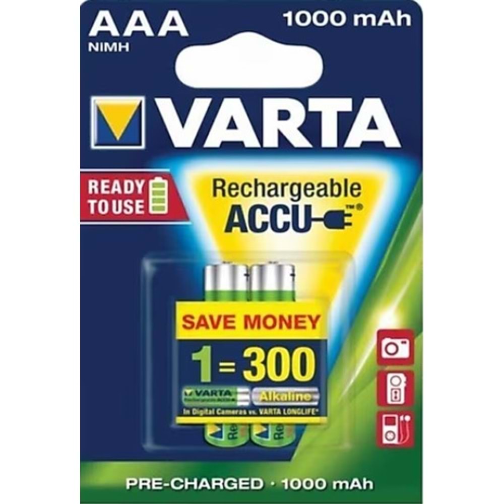 Varta 5703 1000 mAh 2'li Şarjlı AAA İnce Kalem Pil