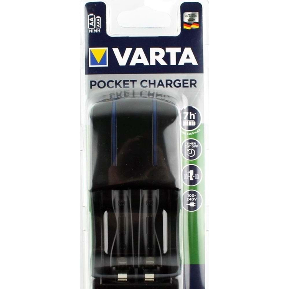 Varta 85045 Pocket Şarj Cihazı, 220 Volt, 4,'lü Kalem ve İnce Kalem Ni-Mh Piller için uygun