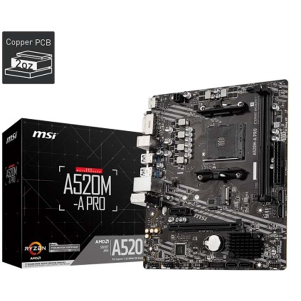 MSI A520M-A PRO DDR4 4600/1866Mhz M.2 mATX AM4