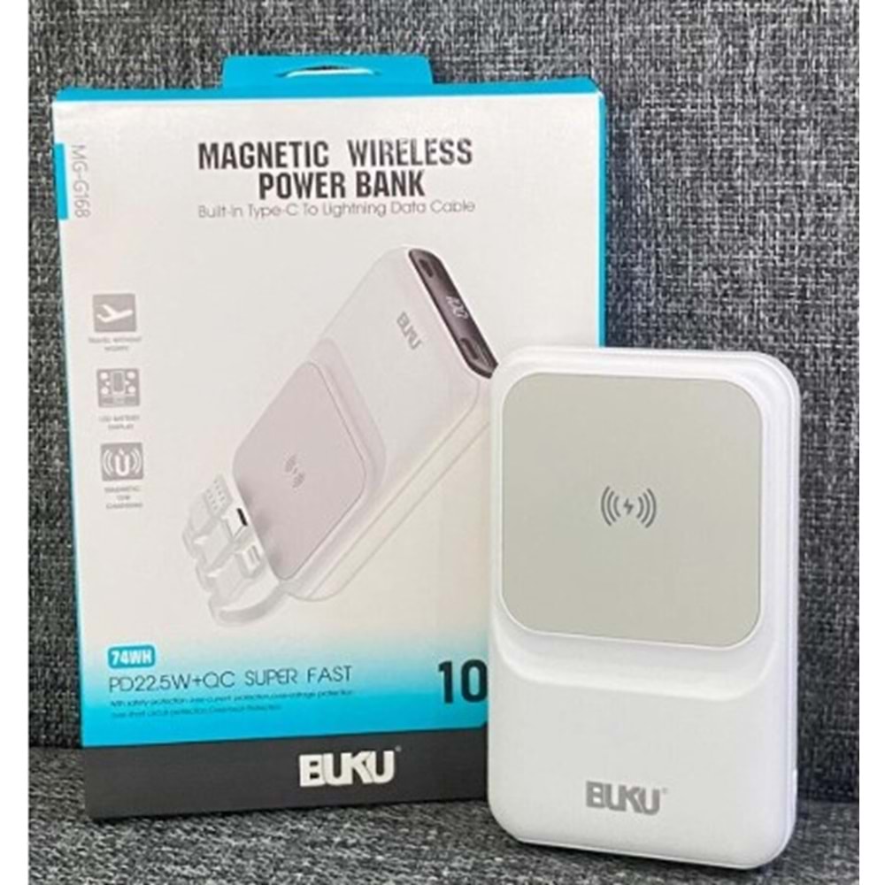 10.000 Mah Powerbank Gerçek Kapasiteli Süper Hızlı Dijital Göstergeli Kendinden Kablolu Magsafe powerbank