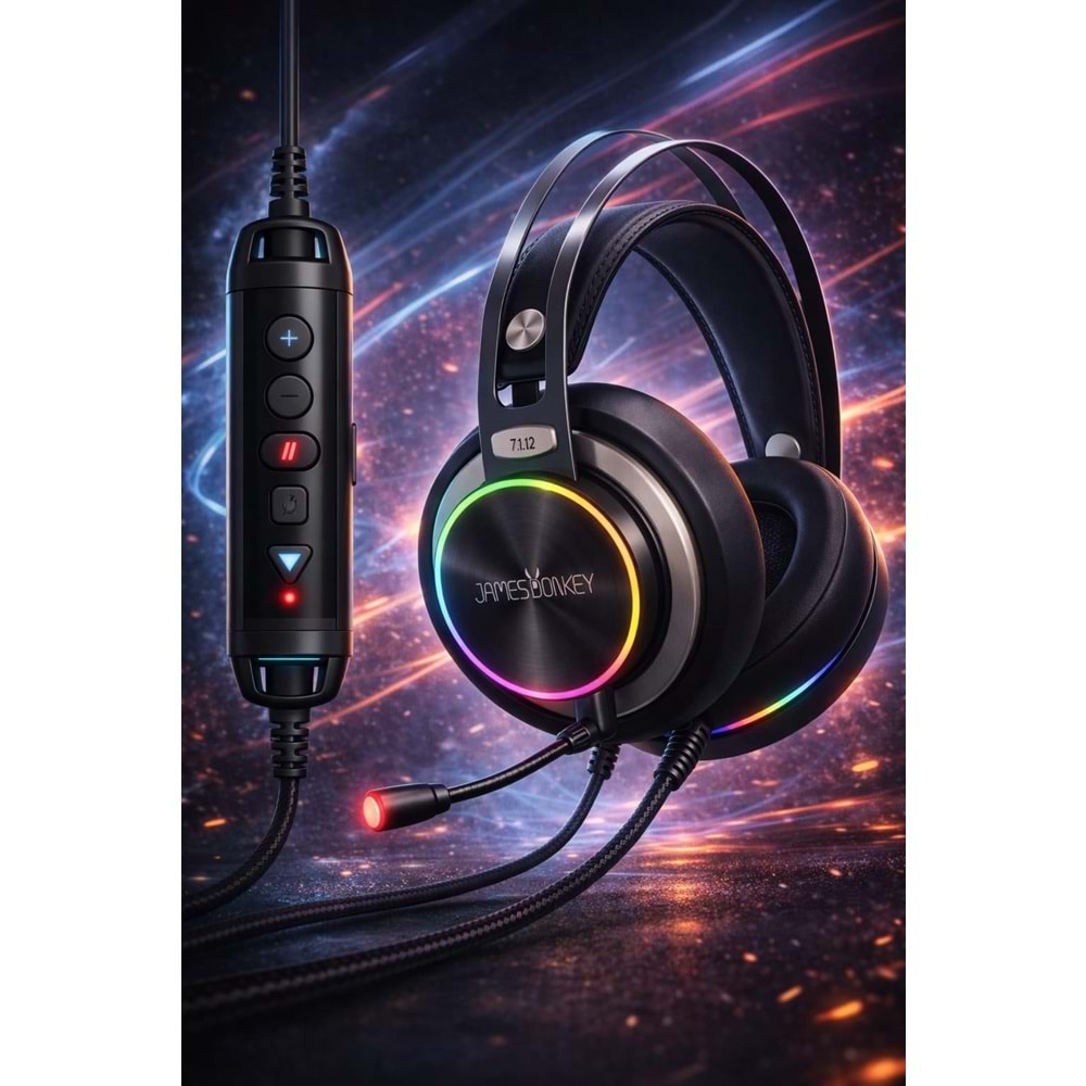 JAMES DONKEY 712 SİYAH 7.1 RGB GAMING OYUNCU KABLOLU KULAKLIK