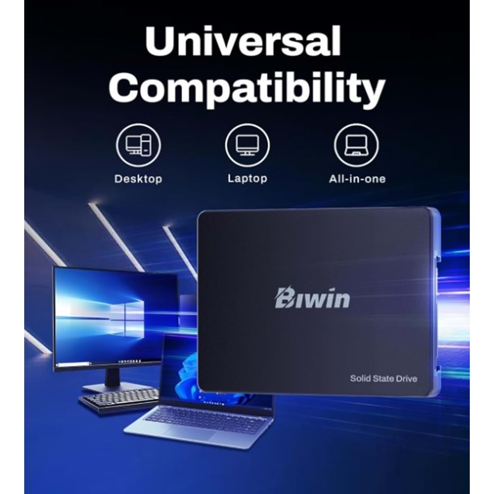 BİWİN M100 SATA 3.0 SSD 512 GB - 550 MB/s'ye kadar okuma - 6 Gb/s dahili Solid State Drive