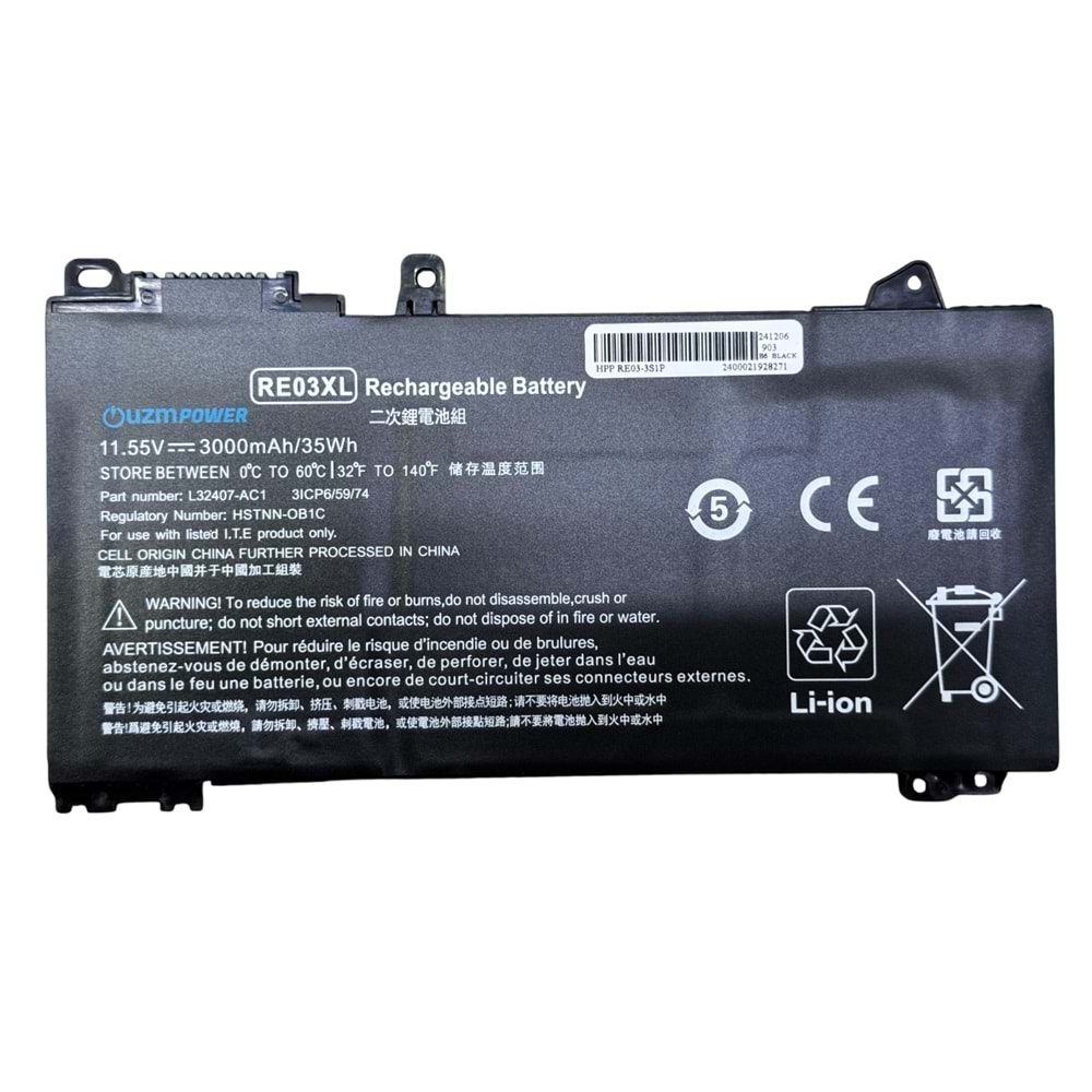 Hp Probook 430 G6, 440 G6, 450 G6, RE03XL RF03XL 450 g7 Batarya