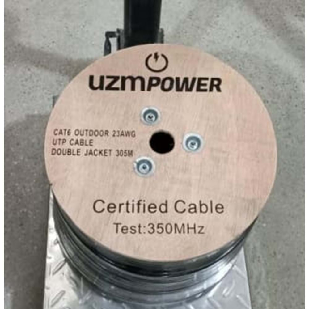 UZMPOWER CAT6 NETWORK KABLOSU UTP dış ortam outdoor 0.55mm CCA 305 Metre Siyah