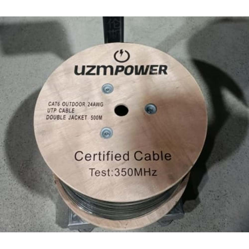 UZMPOWER CAT6 NETWORK KABLOSU UTP dış ortam outdoor 0.5mm 24awg CCA 500 Metre Siyah