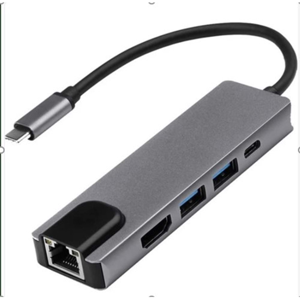 TYPE-C TO USB 3.0 + HDMI +ETHENET DOCK STATİON PORT ÇOĞALTICI 5 İN 1