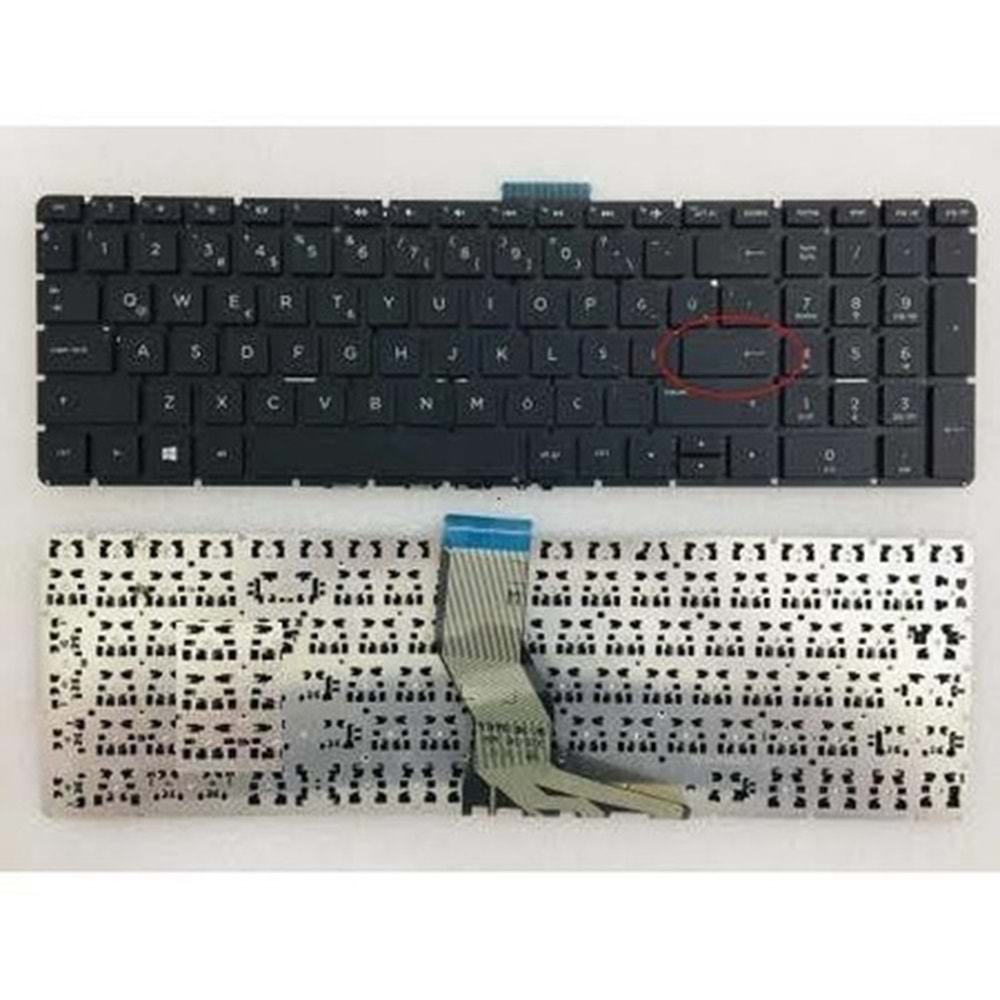 HP 15-BS 15-RA 15-RB 250 G6 17-BS, 15-CB 15-BW SİYAH KLAVYE KÜÇÜK ENTER