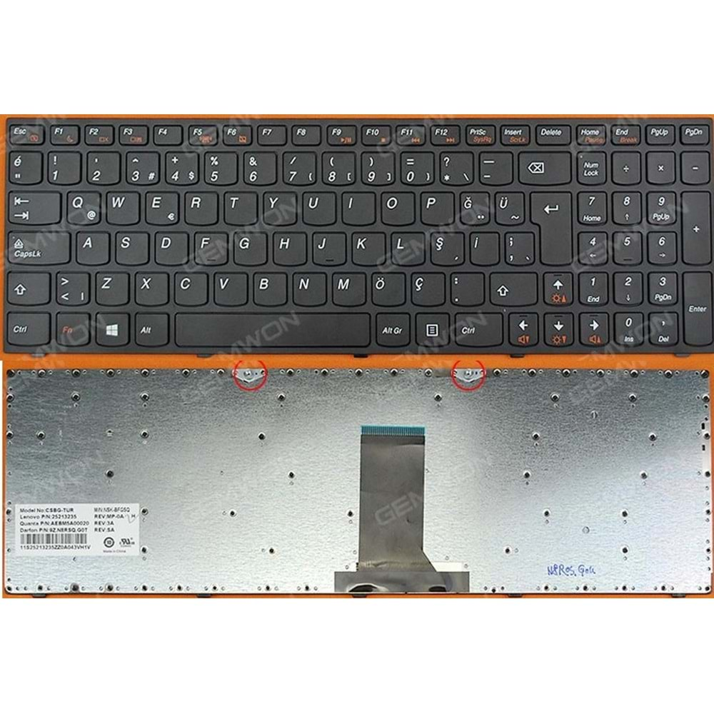 Lenovo B5400 M5400 Klavye Türkçe Çerçeveli NSK-BFGSQ 9Z.N8RSQ.G0F