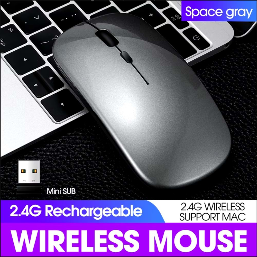 T-WOLF ŞARJLI X1 KABLOSUZ MOUSE GRİ