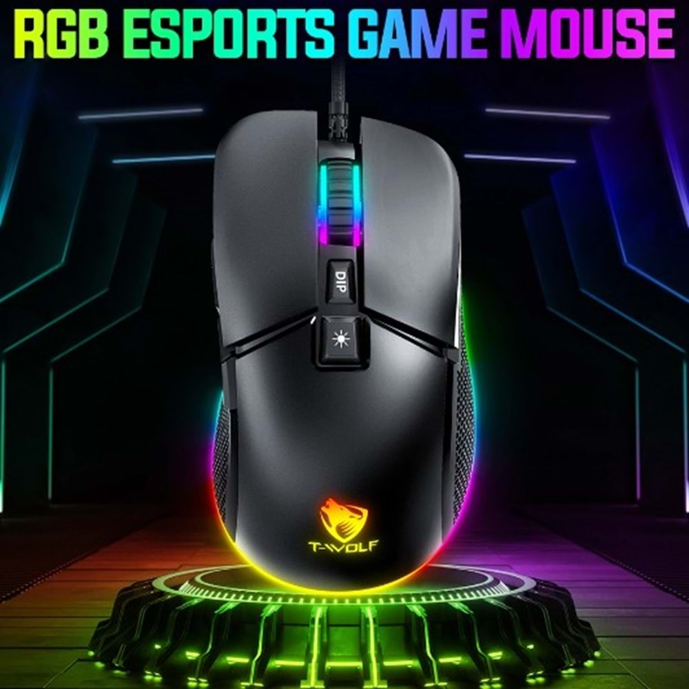 T-Wolf G590 USB Kablolu Gaming Mouse RGB ışıklı 800-7200dpi