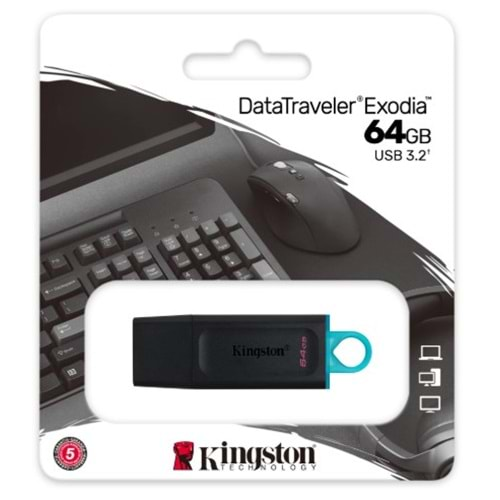 Kingston 64GB DT Exodia USB 3.2 Flash Disk FLASH BELLEK USB BELLEK DTX/64GB