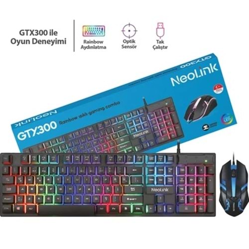Neolink GTX300 IŞIKLI Gaming Klavye Mouse Set