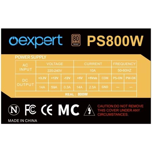 OEXPERT 800 WATT 80+ BRONZE PSU POWER SUPPY GÜÇ KAYNAĞI P(20+4)=500mm P8(4+4)p=600mm IDE+SATA+SATA= 400mm+150mm+150mm IDE+SATA+SATA 400mm+150mm+150mm P(6+2)+P(6+2) =500mm+150mm