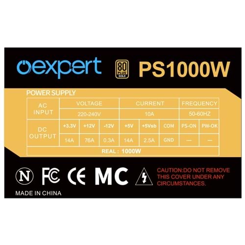 OEXPERT 1000 WATT FULL MODULER 80 PLUS GOLD SİYAH POWER SUPPLY