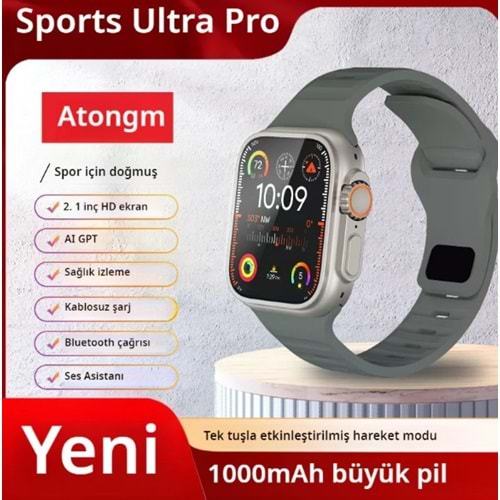 Atongm Spor Saati Ultra Pro: 30 Gün Sürekli Kullanım, 2.1 İnç 49MM IP68 Su Geçirmezlik Özellikli