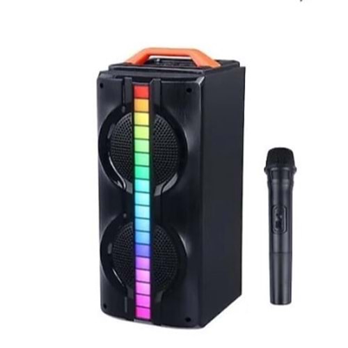 Kts-1790 Siyah Mikrofonlu Rgb Ledli Taşınabilir Bluetooth Hoparlör Parti Speaker