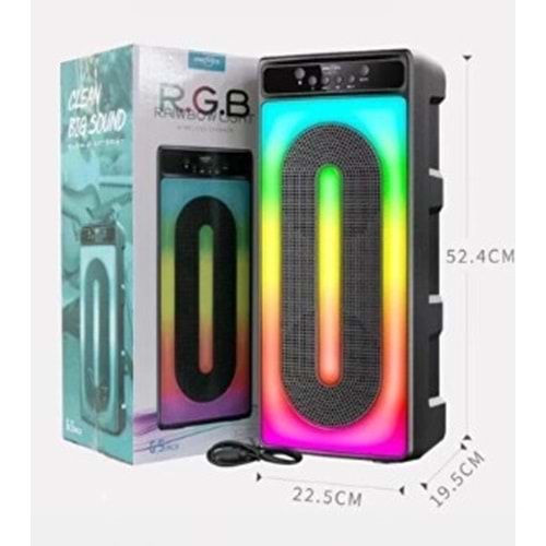 GTS-1771 USB-TF Taşınabilir RGB Ledli Siyah Bluetooth Hoparlör