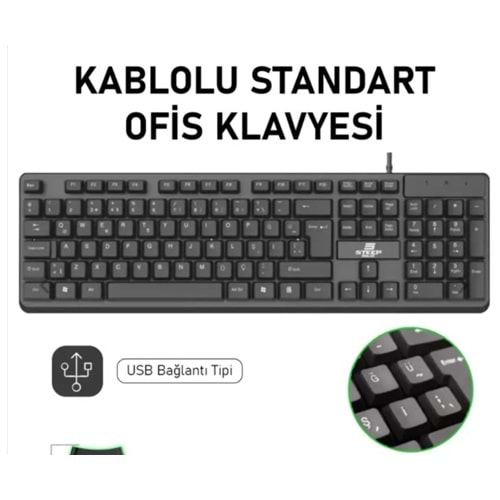 Steep Solid ST-01 Kablolu Standart Ofis Klavyesi - Türkçe Q Klavye