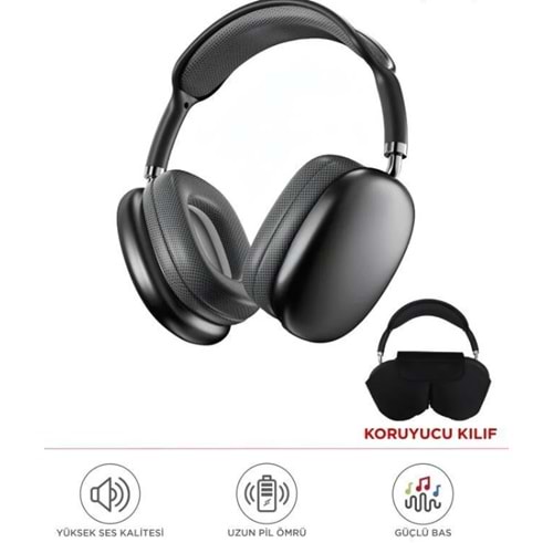 Torima P9 Pro Max Siyah Kablosuz 5.0 Mikrofonlu Sd Kart Girişli Aux Kablolu Bluetooth Kulaklık