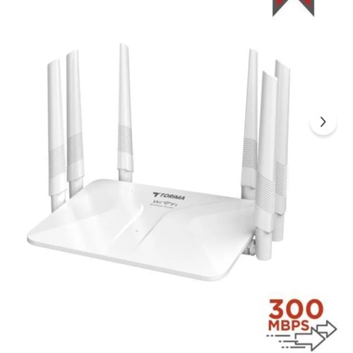 WR50Q Beyaz Kablosuz 300Mbps WiFi Router 6 Güçlü Anten Geniş Kapsama 2.4GHz 4 Portlu