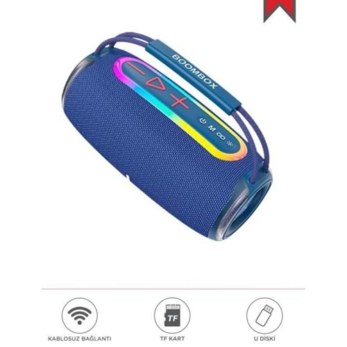 BOOMBOX680 Mavi IPX6 Kablosuz 30W Bluetooth Hoparlör Speaker
