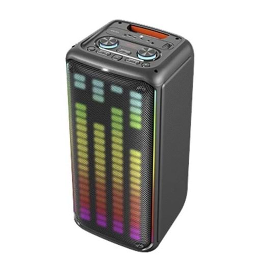 KTS-1911 Siyah Mikrofonlu Kumandalı RGB Ledli Taşınabilir Bluetooth Hoparlör Parti Speaker