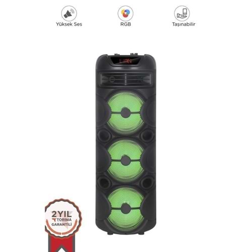 D31 Büyük Boy Led Işıklı Mikrofonlu Kumandalı Bluetooth Hoparlör