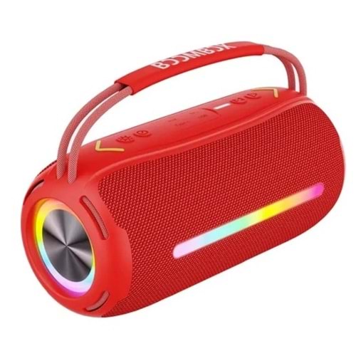 BOOMBOX360 kırımzı 20W Su Geçirmez Taşınabilir Rgb Işıklı Bluetooth Hoparlör Tws Speaker Bt 5.1