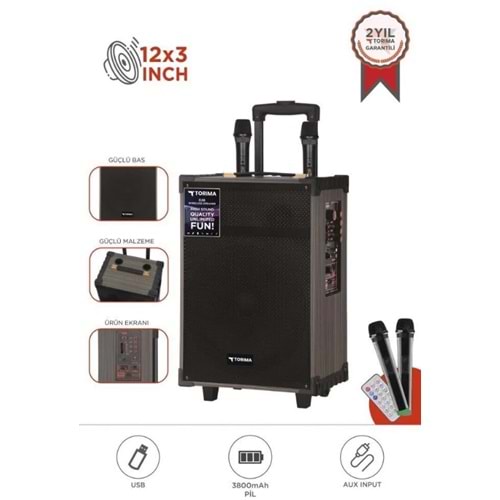 D46 Kahverengi USB, TF, BT, TWS, FM Çift Mikrofonlu Hoparlör Parti Speaker