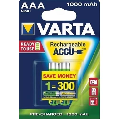 Varta 5703 1000 mAh 2'li Şarjlı AAA İnce Kalem Pil