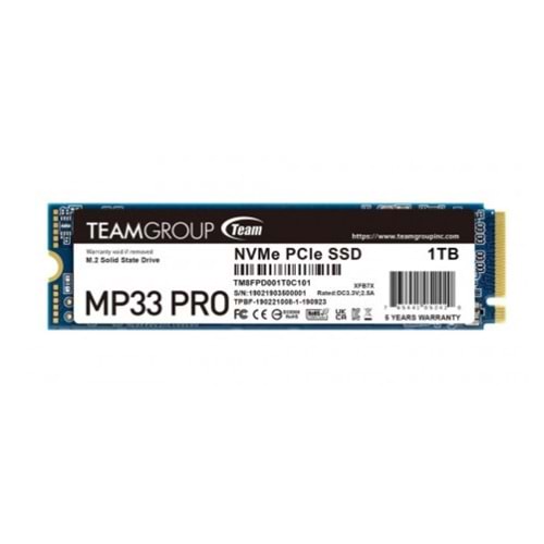 Team MP33 Pro 1TB 3500/3000MB/s NVMe PCIe Gen3x4 M.2 SSD Disk