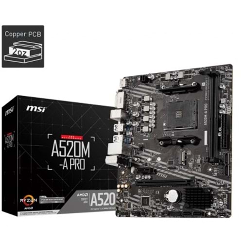 MSI A520M-A PRO DDR4 4600/1866Mhz M.2 mATX AM4