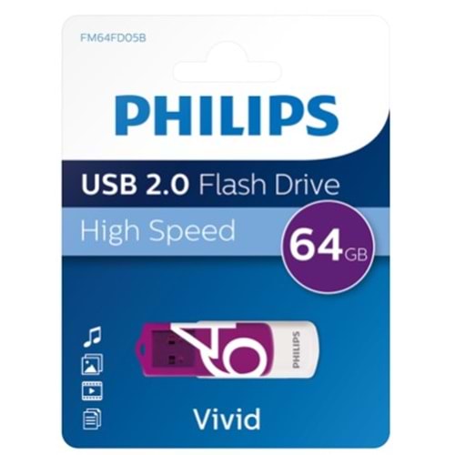 PHILIPS 64GB USB 2.0 25/10MB/S FM64FD05B/00 FLASH USB BELLEK
