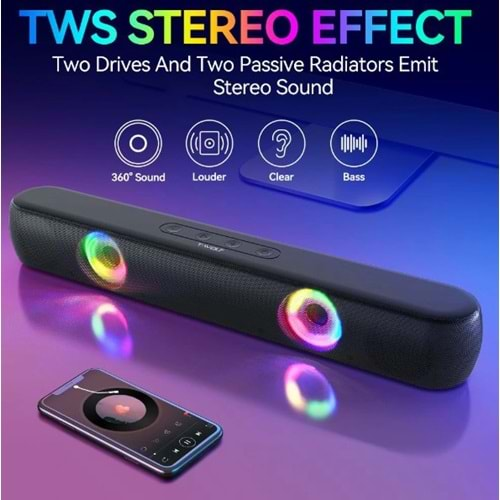 T-WOLF B320 BLUETOOH ŞARJLI SOUNDBAR HOPARLÖR