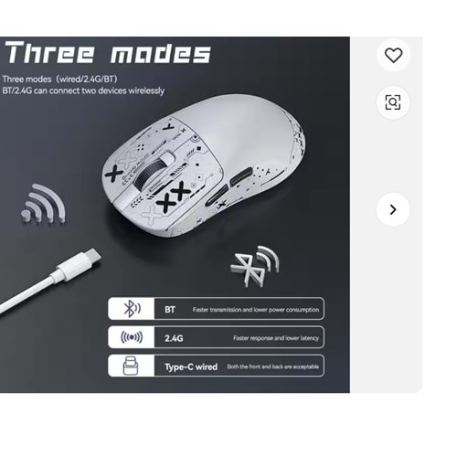 T-WOLF X9 Tri mode KABLOLU KABLOSUZ BLUETOOTH MOUSE BEYAZ