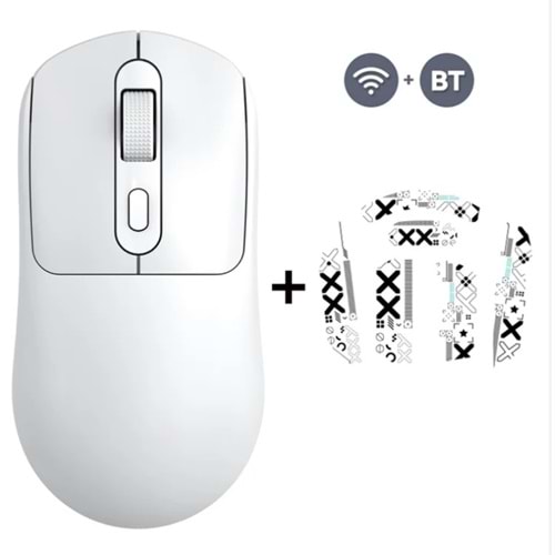 T-WOLF X8 KABLOSUZ + BLUETOOTH ŞARJLI BEYAZ MOUSE ( STİCKERLI)