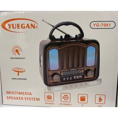 YUEGAN YG-7081 BLUETOOTH+SD TF KART+ USB+ FM RADYO+FENER ÖZELLİKLİ ŞARJLI HOPARLÖR