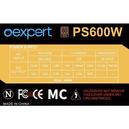 OEXPERT 600 WATT 80+ BRONZE PSU POWER SUPPY GÜÇ KAYNAĞI P(20+4)=500mm P8(4+4)p=600mm IDE+SATA+SATA= 400mm+150mm+150mm IDE+SATA+SATA 400mm+150mm+150mm P(6+2)+P(6+2) =500mm+150mm