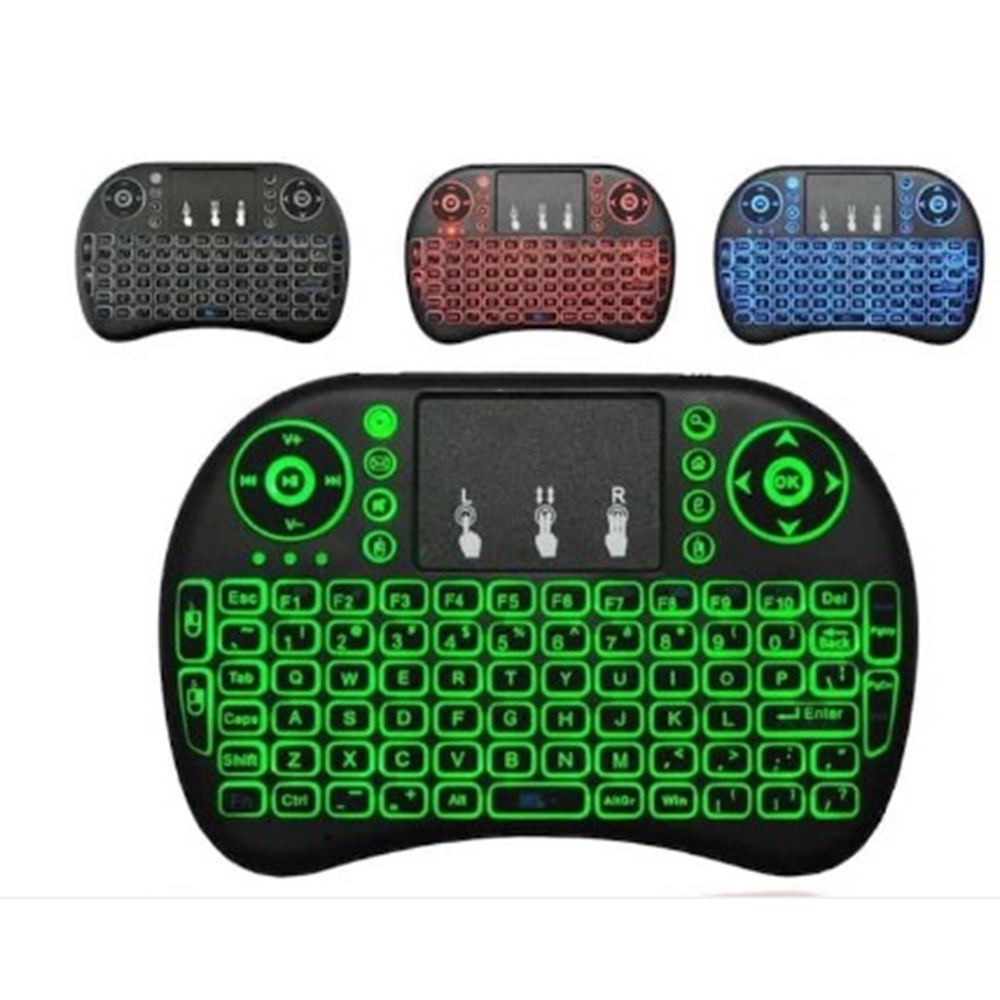 smart tv box ps3 uyumlu kablosuz ışıklı şarjlı touchpadli mini Q klavye siyah