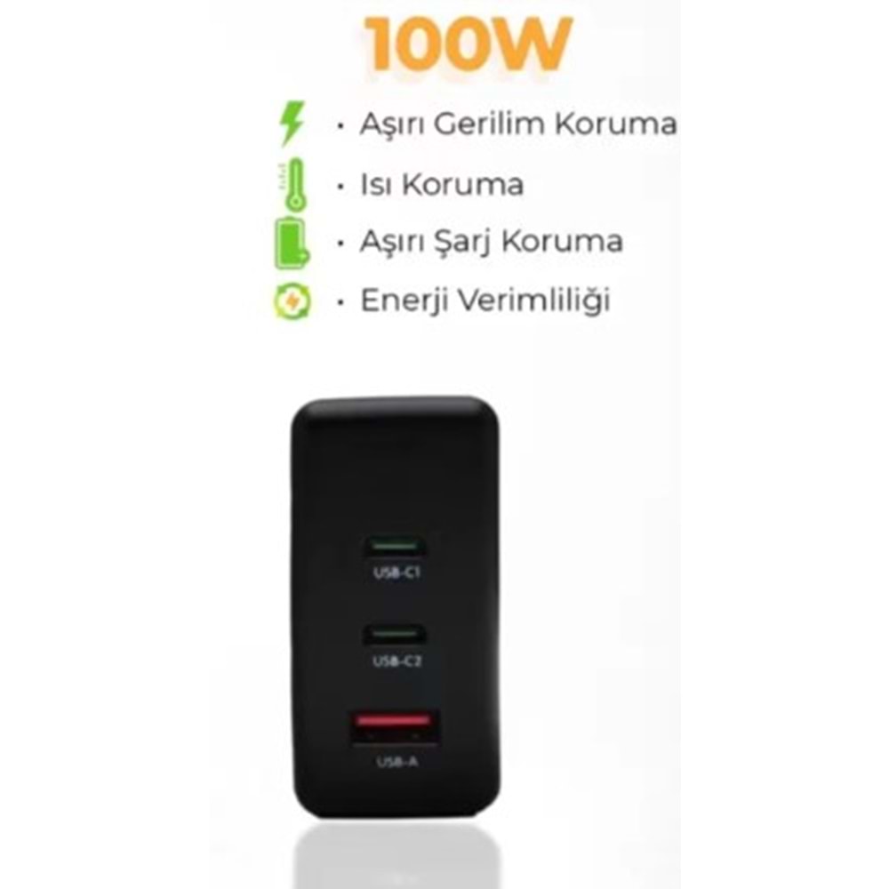 100W USB Type C Hızlı Pd Gan Adaptör Şarj Aleti Cihazı